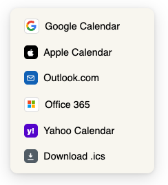 Calendar menu with the real brand logos